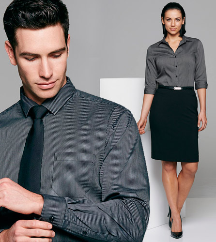 Black-Silver-Stripe-Shirts-Mens-Ladies, Corporate.com.au