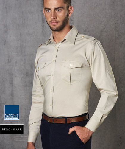 Bar Shirts with Stretch #M7912 Mens With Logo Service