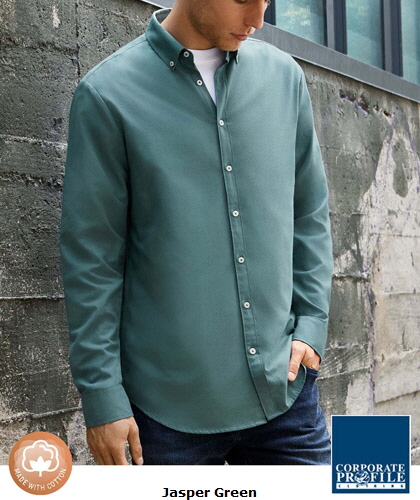 Corporate Relaxed Oxford Shirt #S127ML Green With Logo Service