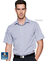 Business Uniform Charcoal Check Shirt #1908S With Logo Service. For business of all sizes. Checks available in various sizes including Devonport Bold Check, Brighton and Toorak. There are Short Sleeve, Ladies Three Quarter Sleeve and Long Sleeve options. Colours include Black, Red, Charcoal, Emerald, Mauve and Slate over the 3 styles. For more details please FreeCall 1800 654 990