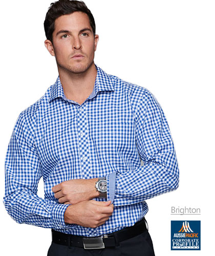 Business-Uniform-Check-Shirt-Mens-#1909L-With-Logo-Service
