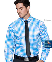 Business-Uniform-Check-Shirts-#1908L-Blue-With-Logo-Service-200px