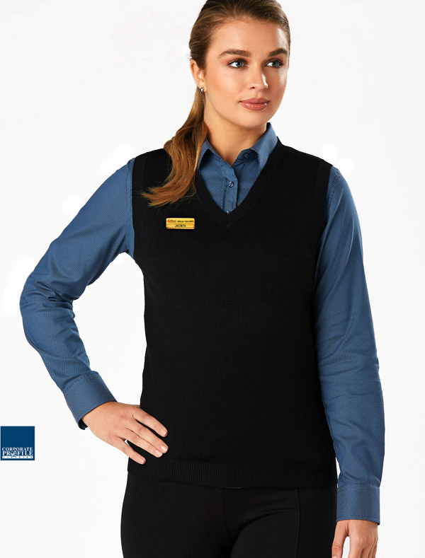 Long service performance, Ladies V Neck Vest #M9601 Available in Black, Red, Navy, Charcoal. Sizes XS-3XL. Corporate Profile Clothing FreeCall 1800 654 990