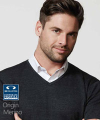Knitwear Origin Fine Merino Wool Pullover Mens #WP131ML and Ladies Cardigan #LC131LL. Colour is Black/Charcoal. Mens style has a fully fashioned V neck basque. Ladies style features button through front with gather detail. Contemporary style and fit. For all the details please call Renee Kinnear or Shelley Morris on FreeCall 1800 654 990.