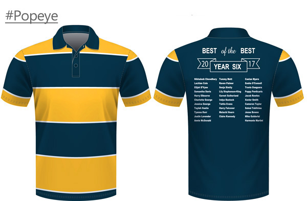 School Polo Shirts #Popeye School Custom Order Design With School and Names. Its easy select a Template in Your Colours and we add the Student and Teacher names. The kids Love these polo shirts. For assistance the best idea is to call renee Kinnear or Shelley Morris on FreeCall 1800 654 990.