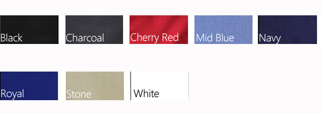 Benchmark Ladies Shirt Colour Card #BS07Q With Logo Service. Available in 8 Colours, Black, Charcoal, Cherry Red, Mid Blue, Navy, Royal, Stone, and White. Comfortable fabric is 75% Polyester, 22% Cotton, 3% Spandex. Shirt features teflon fabric protection, repels water and oil based spills, breathable, durable, soft and gentle, shirt looks new longer. Superior wrinkle resistance. Also in Short Sleeve Style #BS07S