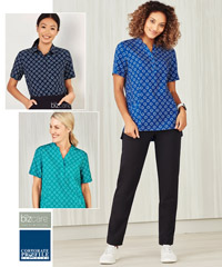 Vibrant Tunic and Shirt. Daisy colousr Teal, Electric Blue and Navy. A perfect blend of style, comfort and function. The easy-care fabric is breathable, soft and lightweight; perfect for all climates. Style features longer hem lengths, short sleeve with cuff detailing, side splits, chest pocket and 2x front pockets.For details please contact Corporate Profile Clothing FreeCall 1800 654 990 or info@corporate.com.au 