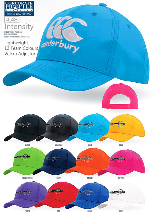 Inspect a Sample of the Intensity Sports Cap #4148 With Logo Service. This cap is available in 12 vibrants sports team colours and matches with our ranges of tees, polo and jackets. The cap is lightweight and super comfortable to wear...it has a good shape and fits well for Adults and Kids with a velcro adjuster. enquiries Call Free 1800 654 990
