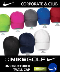 Have your Company, Business or Sporting Club logo branded on Nike Golf Unstructured Twill Cap #580087.  8  Colours. Enjoy wearing Nike Golf polo's and caps branded with your Company or Club logo. Corporate Sales Call Free 1800 654 990