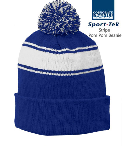 Inspect a sample of the Royal-White Pom Pom Beanie #STC28 With Logo Service. Great for Players and Supporters to keep warm and brighten up your support for team! There are 7 team colours in #STC28 and 15 team colours in style STC31 (without Pom Pom). You can purchase blank or we can customise with your logo embroidery quoted on requirements. This is Express Fly In Service so please allow 14-16 days lead time. Enquiries please Call Free 1800 654 990.