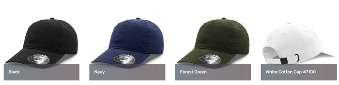 Premium Cotton Caps, Black, Navy, Forest Green and White 700px