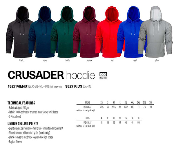 Printed Hoodies Crusader #1527 Details