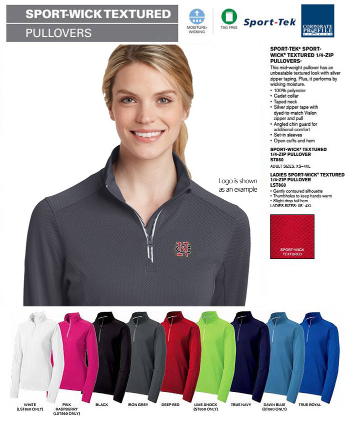 Sport Tek Sport Wick Textured 1-4 Zip Pullover #ST860 and # LST860 With Logo Service 700px