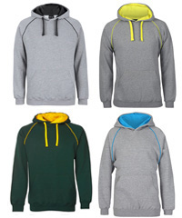 Hoodies Heavy Duty Workwear, School and Spors. Inspect a Sample of JB's Contrast Fleecy Hoodie #3CFH With Logo Service. 12 Team Colours, 80% Cotton, 20% Polyester Performance Quality, durable 2x2 rib cuffs and hem, #3CFH Adults S-5XL and #3CFH Kids Sizes 4-14, no drawstring on the kids sizes. For details please FreeCall 1800 654 990