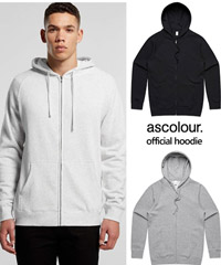 AS Colour Zip Hoodie with print or logo embroidery service available in Grey Marle, Black, Navy and White Marle. Sizes XS-3XL. Mid weight, 290 GSM, 80% cotton 20% polyester anti-pill fleece, Pullover hood, raglan sleeves, kangaroo pocket, lined hood, tonal drawcord, metal zip, hem & cuff 1x1 cuff ribbing, preshrunk to minimise shrinkage. For details on Sizes and Logo Service please FreeCall 1800 654 990