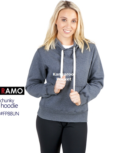 Warm, chunkweight Hoodie #FP88UN With Logo Print Service, also available in Mens #F808HP.Best value for Netball and Football Clubs.  Now in Nine Colours includes, Maroon, Royal, Navy, Black, Red, Grape Marle, Charcoal Marle, Blue Marl, Grey Marle, New Charcoal, Azure Blue. Has Kangarooo Pocket front, full lining inside the hood for superior warmth in cold weather, chunky natural colour cord.Great Brands. Great Prices. Enquiries Call Free 1800 654 990