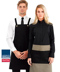 Identitee Baxter Shirt #W52 and Ladies #W53 Shown With Apron. Logo service is available. Modern Fit with Button Down Collar and Tonal horn buttons. Enquiries FreeCall 1800 654 990