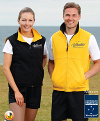 Mariner Outerwear Vest #PF04A With Logo Service. The Vest has a Showerproof Microfibre Shell on one side with warm Polar Fleece lining on the reversible inside. There are hidden zips in both side seams for invisible logo embroidery access. Size label in front left pocket. A favourite, versatile style for Workwear, Sporting and Recreational activities. Great value, Sizes XS to 3XL. For all the details please call Renee Kinnear or Shelley Morris on FreeCall 1800 654 990.