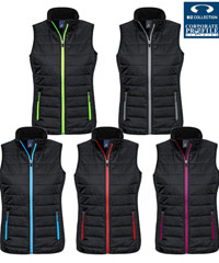 Puffer Vest in Team Colours, #J616M, # J616L. Promotional and Sport Industry favourites, 5 colour combinations, Black, Red, Silver, Lime, Cyan Blue. Mens and Ladies sizes. Sporty appearance with comfortable fittings. Hi-Loft polyfill inside for warmth. Wear outdoors or inside for company uniforms in the office, gym, Leisure Centre, etc.