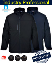 Ideal out and about Jacket for Business Uniforms and Workwear. Portwest Softshell jacket #TK50 features advanced triple layer technology, for warmth, stretch comfort and professional industry appearance. Available Black, Navy, 6 Pockets, Waterproof Zips, Breathable fabric, windproof and water resistant. Phone Pocket, touch tape cuffs for a secure fitting bloack out cold wind. Microfleece lining. Black S-5XL and Navy S-3XL For details FreeCall 1800 654 990.
