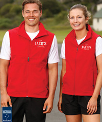 A popular mid price softshell Vest for Business and Sports Clubs..Winning Spirit 4 Way Stretch Vest #JK25 and Ladies #JK26 with Logo Service. Available Black, Navy, Charcoal and Red. Top notch performance and quality with Bonded Softshell material. Water/wind resistant. breathable, tough wearing, light micro fleece lining for comfortable warmth. The softshell fabric has 4 ways stretch (up-down, left and right)...you notice how comfortable the jacket is as soon as you put it on. Enquiries FreeCall 1800 654 990.