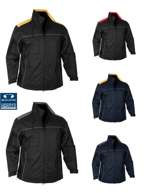 Great value for outdoor Business and Club Teamwear. Reactor Jacket #J3887  in 5 colour combinations, Sizes SM-3XL and 5XL. High wind collar, zippered hood, zippered front pockets. Right chest outer zippered chest pocket. Audio port from inside the chest pocket. Corporate Profile Clothing FreeCall 1800 654 990