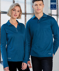 This long sleeve polo is made with a comfortable fabric which has the cotton on the inside of the fabric so its soft against your skin. Called "Cotton Back" Ideal for Uniforms indoors and outdoors providing UV Sun Protection. 60% Cotton, 40% Polyester. 7 Colours include Black, Navy, White, Ruby, Steel Grey, Ocean Blue, Beige (PS35 only)  Logo embroidery service. Corporate Profile Clothing FreeCall 1800 654 990