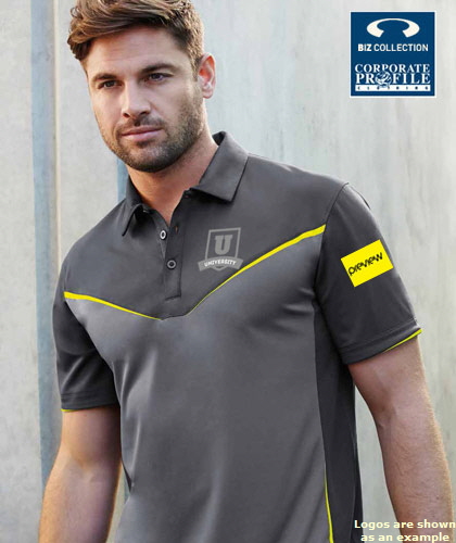 Inspect a sample of the super charged Victory Polo Shirt #P606MS, Ladies #P606LS. Logo embroidery service is available. 6 Colours including Grey-Fluoro, Black/Grey/Red, Grey/Silver Orange. . Made from high performance BIZ COOL sports interlock, 