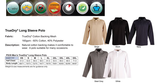 Long-Sleeve-Polo-Shirts-#PS35-True-Dry-Colour-Card