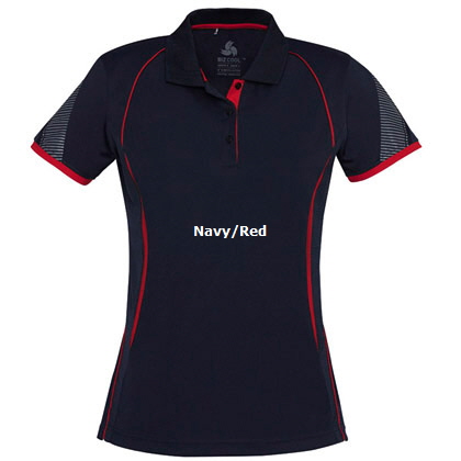 Womens Sport Polo #P405LS_NavyRed_Front 420px