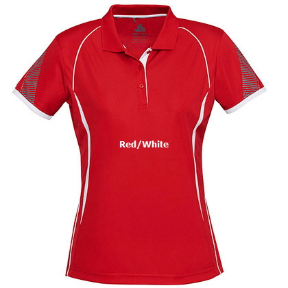 Womens Sport Polo #P405LS_Red_White 420px