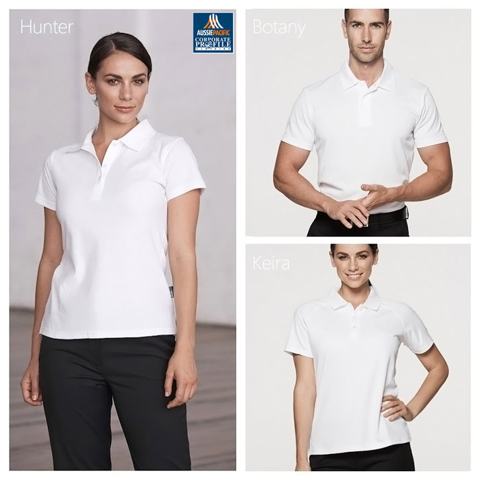 Natural stretch in a fresh Cotton Polo. Finished with fashionable taping inside the collar. White, Black, Navy, Harbour Blue, Red and Light Grey. Comfortable 200g pre shrunk cotton for superior resistance to shrinkage. Ladies with 4 buttons Corporate Profile Clothing FreeCall 1800 654 990