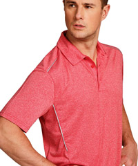 Heather Polo Mens #PS85 Red With Reflective Piping and Logo Service 200px