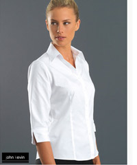 Poplin-Three-Quarter-Sleeve-Womens-White-Shirts-200px
