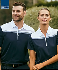 Corporate Polo, Womens With A Zip, Contrast Stripes across the upper chest. Premium summer appearance. UPF Very Good. Professional logo Embroidery or Print Service. 5 Team Colour Combinations. FreeCall 1800 654 990
