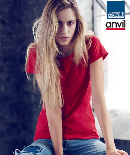 Anvil Corporate Promotional T-Shirt #880 Womens Lightweight Tee With Printing and Embroidery Service. Weight 150gsm. Fashion appearance designed to fit and wear with ease, Anvil is reflective of your modern lifestyle. Anvil Tees, Long Sleeves and Hoodies: Enquiries FreeCall 1800 654 990