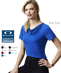 Ava Top #K625LS Available in 7 Colours, a sophisticated classic, the Ava Top will refresh any wardrobe. The luxurious jersey knit and softly draped neckline creates an elegant, effortlessly styled professional appearance. Coordinates with Mia Top and Madison blouse. For all the details please FreeCall 1800 654 990.