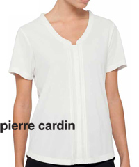 Pierre Cardin Womens Jersey Top #PCKS386 WHT With Logo Service..flattering womens top with longer length...a wonderful choice for Company and Business Employee Outfits...may be embroidered with logo, classic fit, 100% polyester, warm machine washable. Four colours, Black, White, Red, Royal. Corporate Sales Enquiry FreeCall 1800 654 990