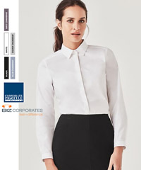 Womens Corporate Plain Solid White Shirt #RB973LN Charlie With Mechanical Stretch