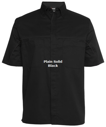 Team Crew Shirt #4MSI (Plain Solid Black) With Concealed Buttons, 2 Chest Pocket and Logo Service.  Perfect for Work Shop Mechanics, Sponsored Teams, Auto Industry, Call Free 1800 654 990
