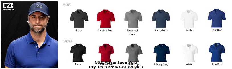 Premium Polo's for Business and Teamwear. Our Australian logo embroidery service is also first class. The Advantage Polo is available in Black, Grey, White, Navy, Tour Blue and Cardinal Red. Cotton Blend, Mens and Ladies. Corporate Profile Clothing 1800 654 990